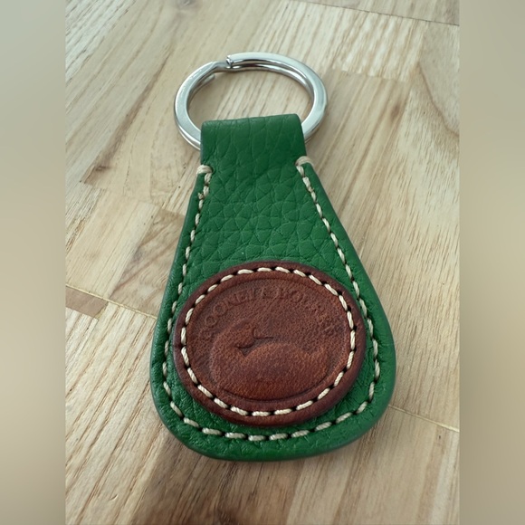 Dooney & Bourke Green and Brown Leather key chain. - Picture 1 of 4